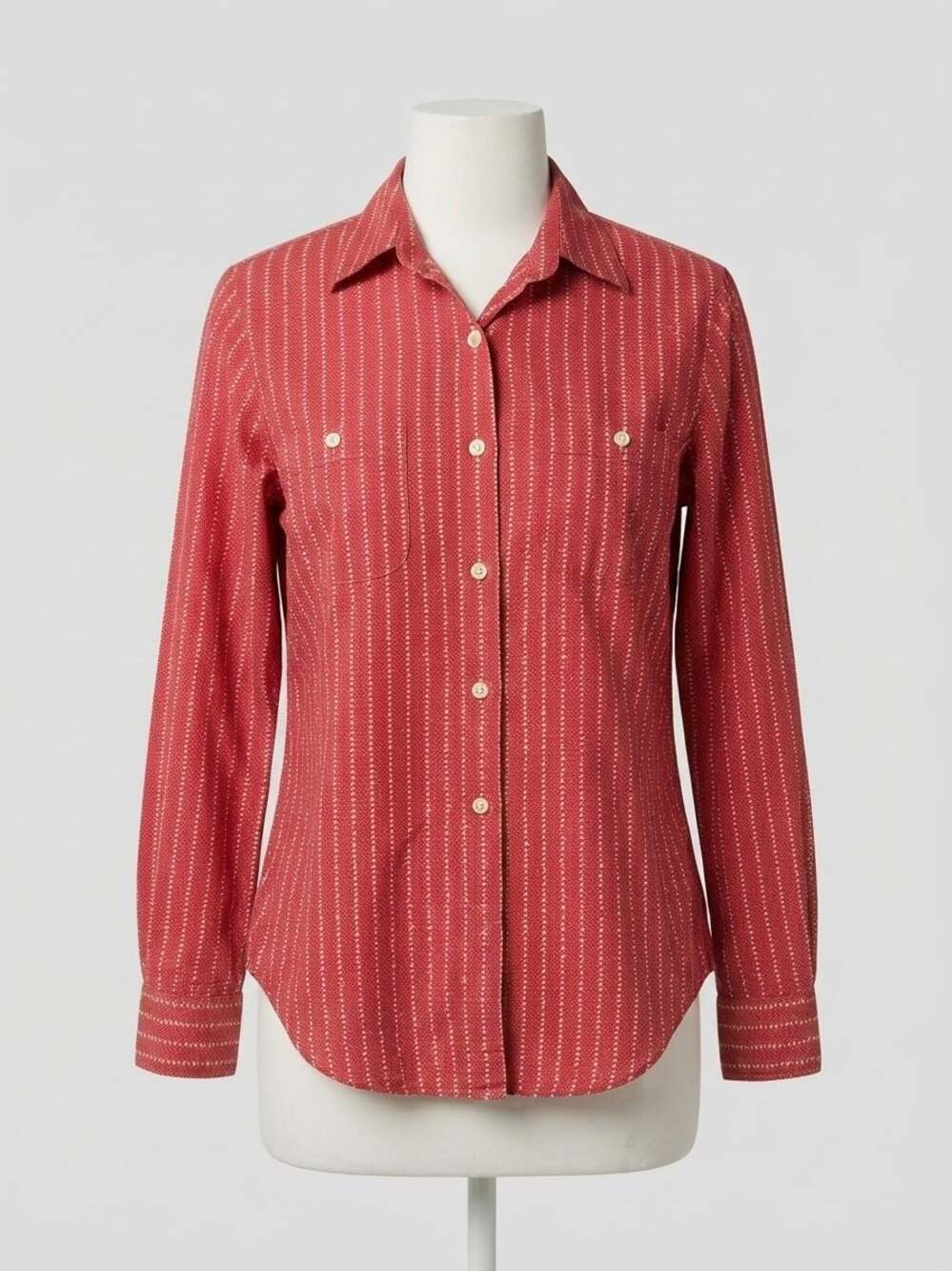 Lauren Ralph Lauren Red Floral Striped Dot Button-Up Blouse